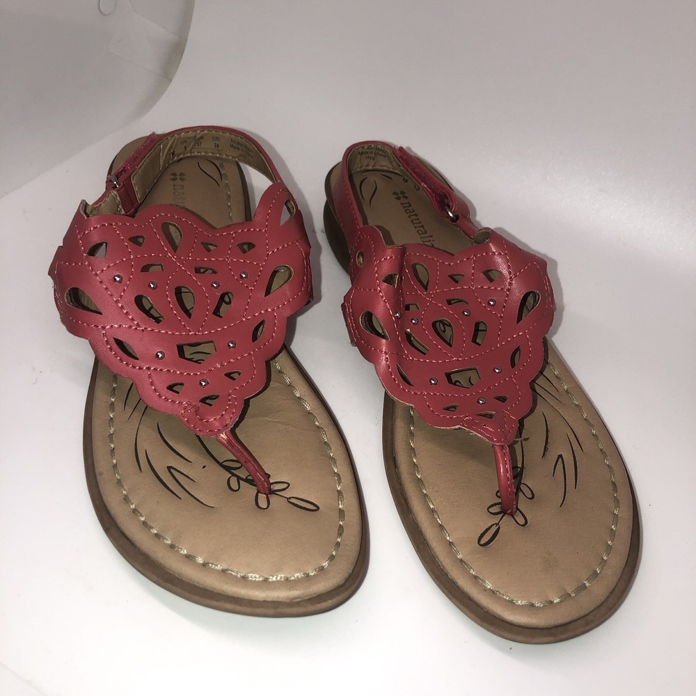 Naturalizer Jade Sandals Thong Size 7 Coral Silver Studs